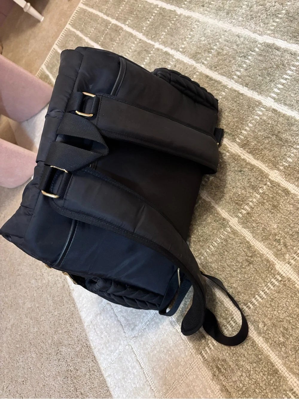 Quilted Black Diaper Bag